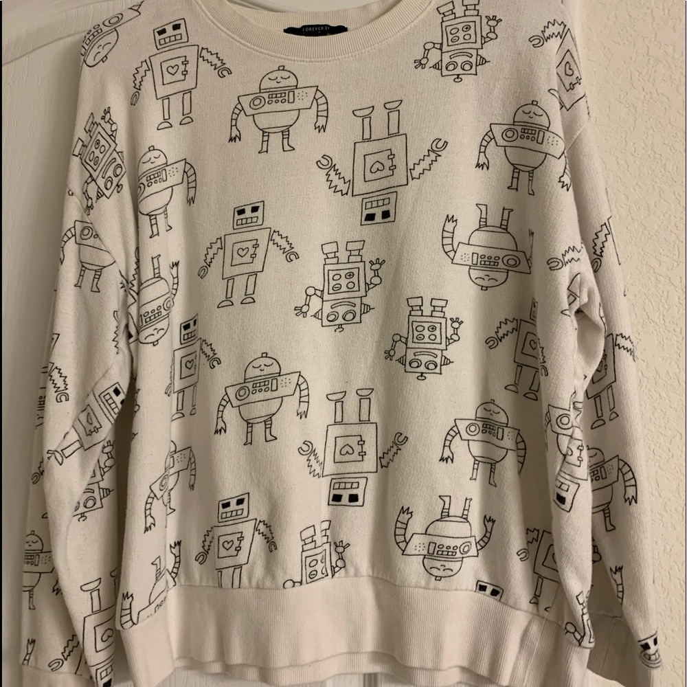 White graphic sweater